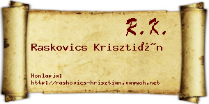 Raskovics Krisztián névjegykártya